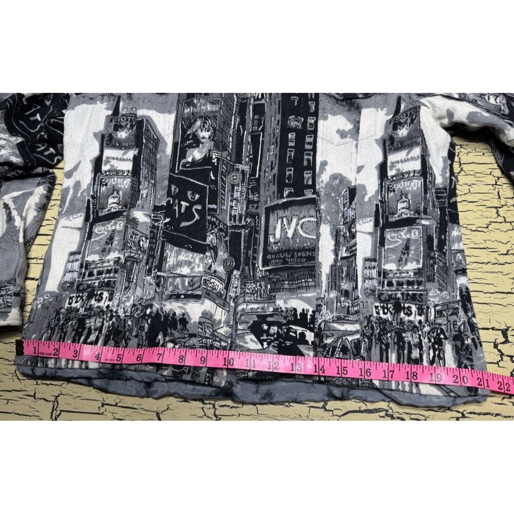 Parsley & Sage Womens Gray & Black Abstract NY City Boho Button Up Jacket India - Picture 5 of 16